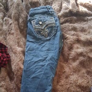 Miss Me Blue Boot Cut Jeans with Embellished Pockets